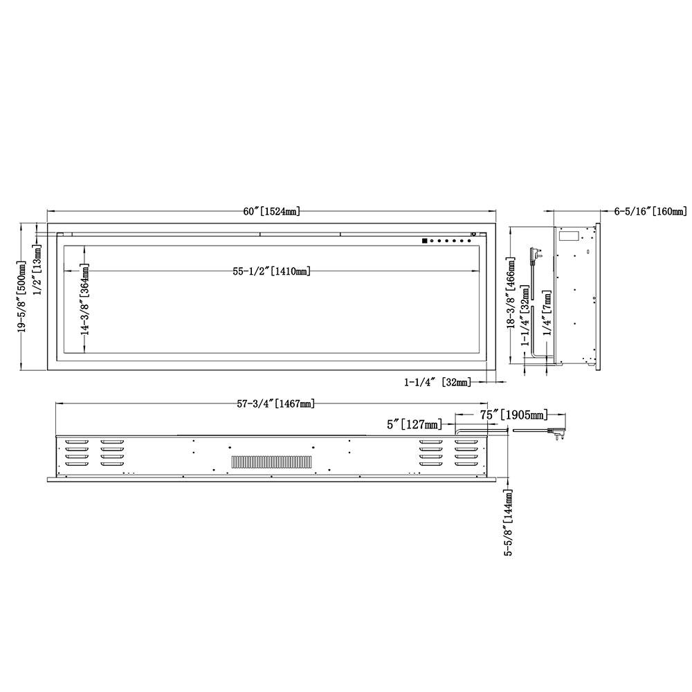 Modern Flames Orion Slim 60-Inch Linear Built-In Electric Fireplace