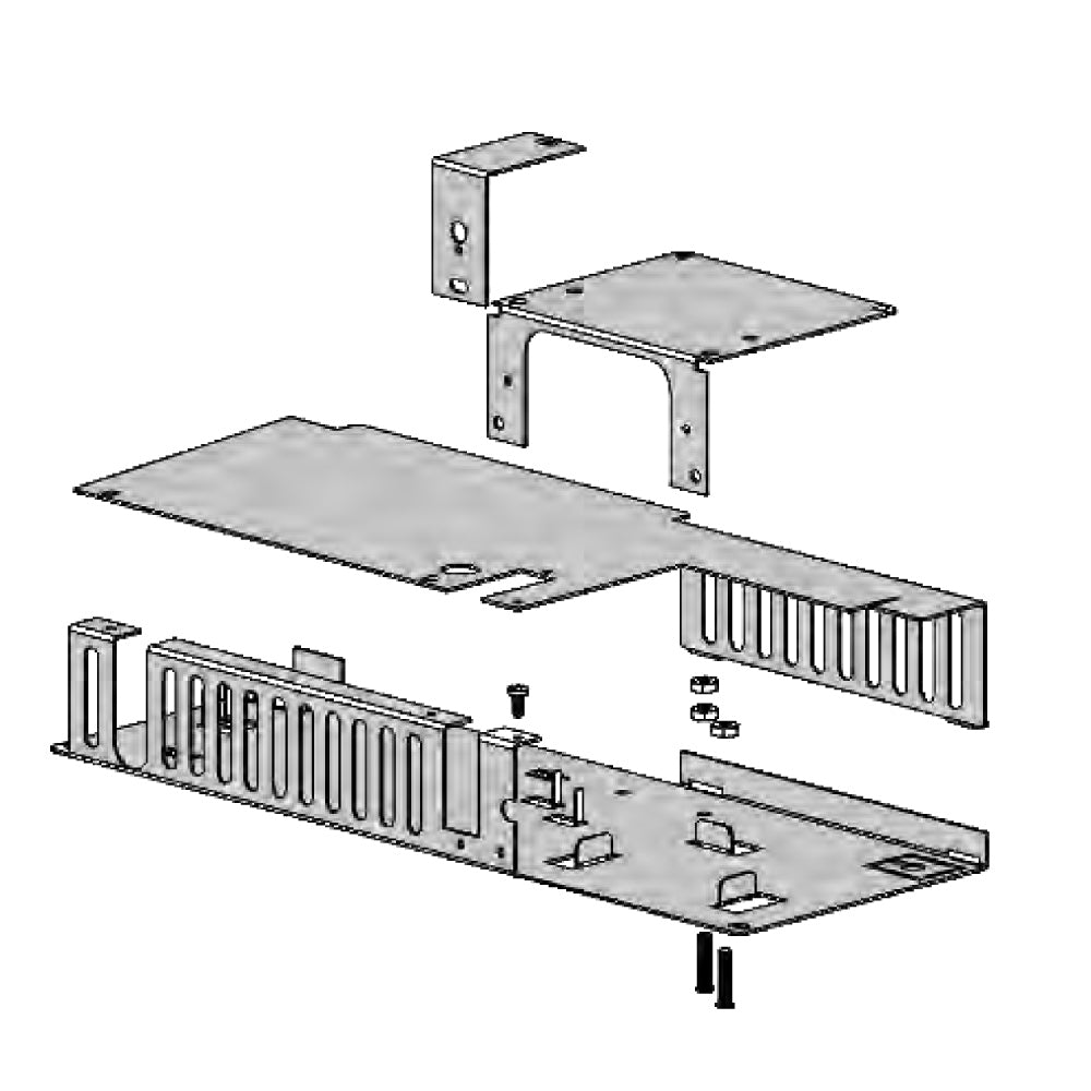 Metal heat shield box for direct vent gas fireplace with brackets and vent cover