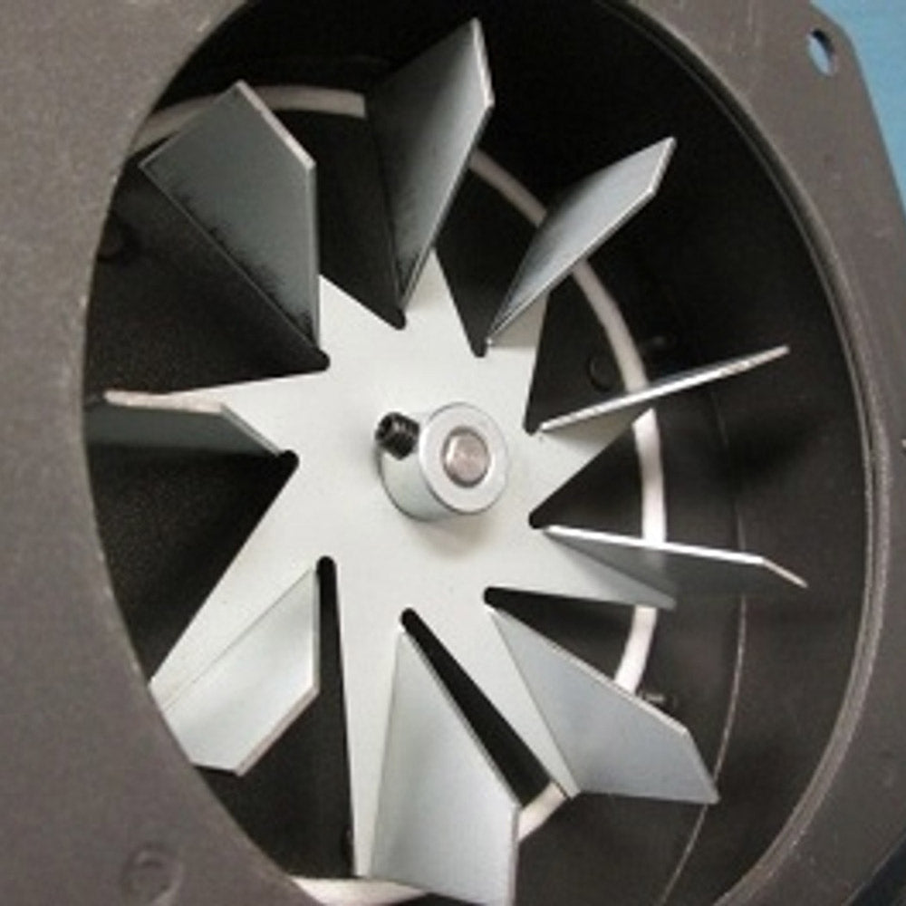 Exhaust combustion blower impeller wheel with eight metal blades