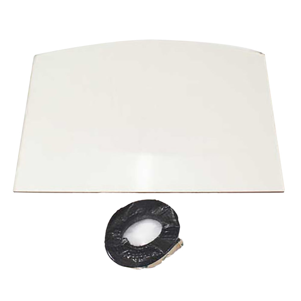 Replacement door glass with black gasket ring and center hole