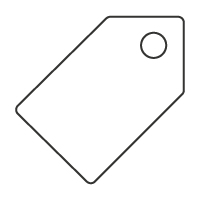 Blank rectangular tag with a circular hole in the center on a white background