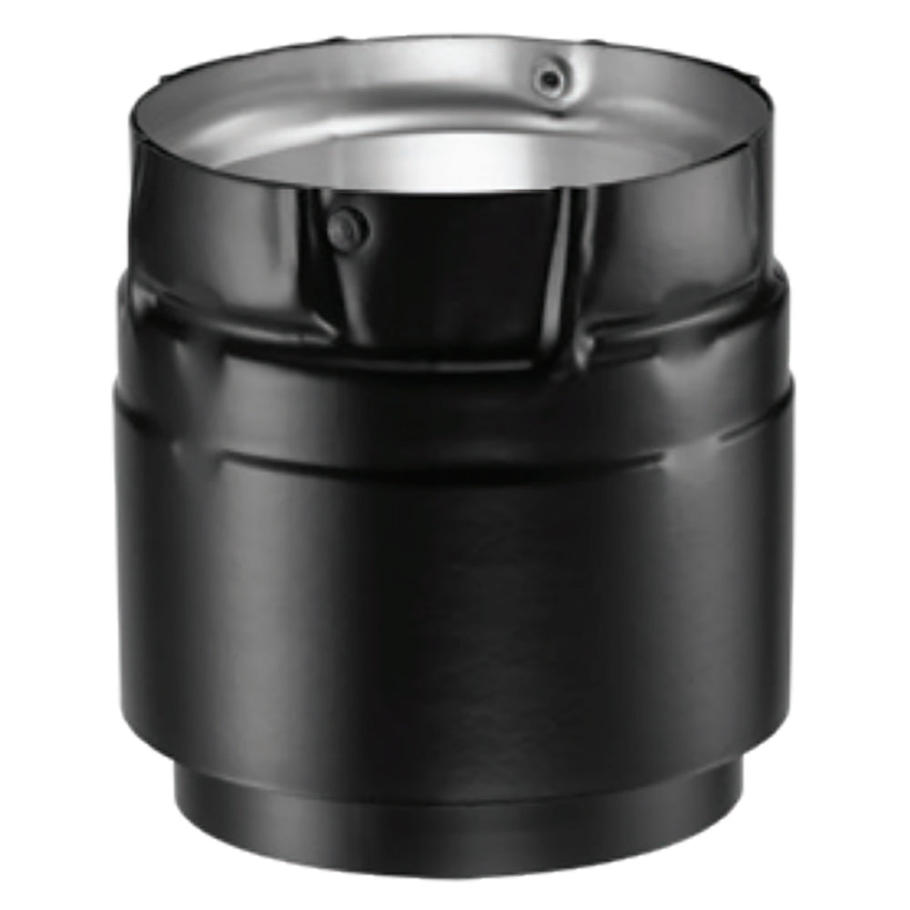 Black steel appliance adapter with flanged rim and snap-lock seams