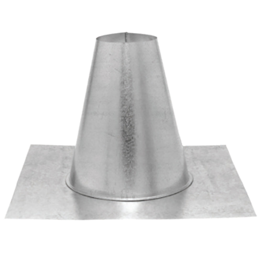 Tall cone roof flashing, galvanized steel vent flashing with flat base and raised cone