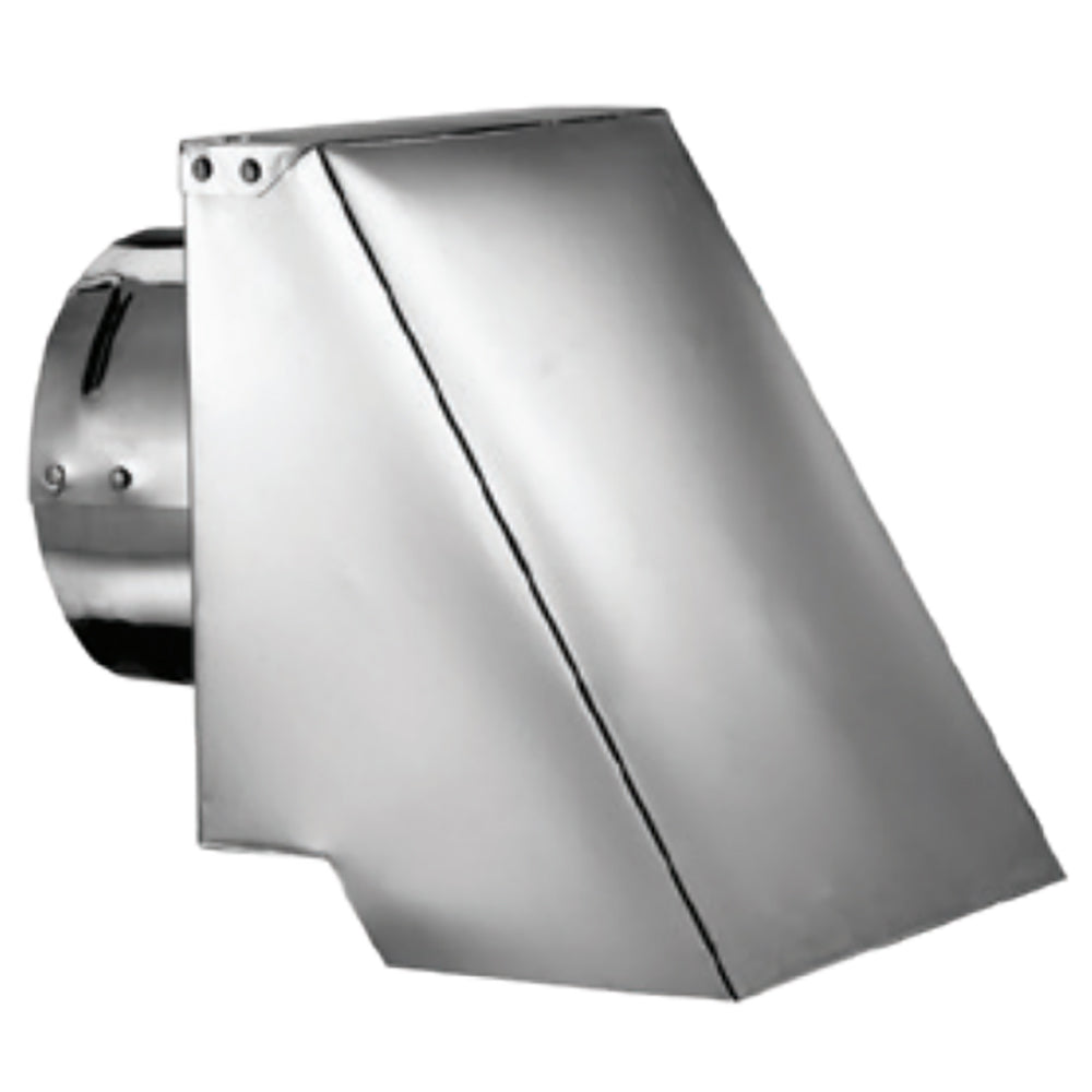 Square horizontal pellet vent cap with swivel collar, silver metal housing