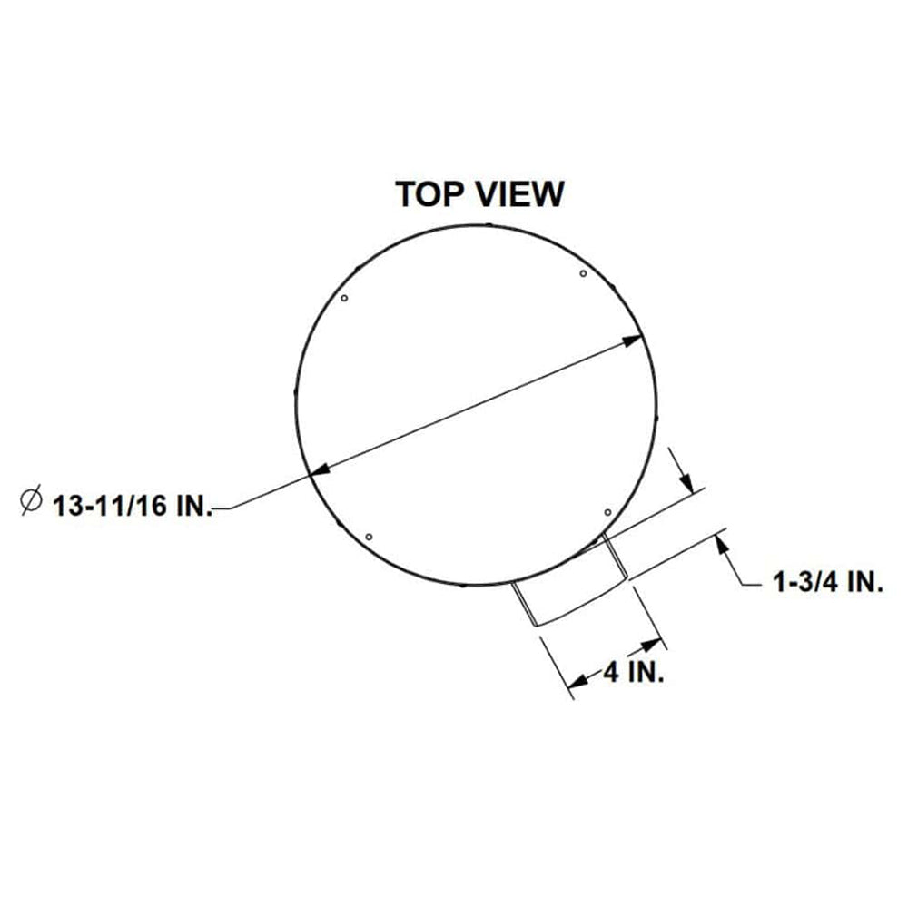 Vertical power vent storm collar top view with 13-11/16 in diameter opening