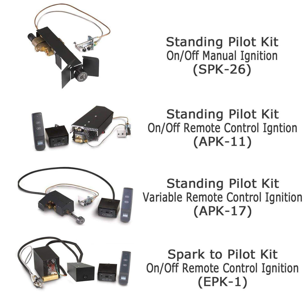 Standing pilot kit ignition options with remote control, wiring, and module