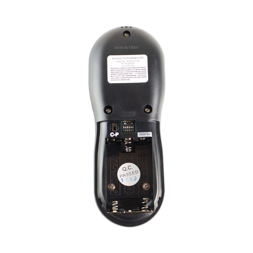 On/off fireplace remote control, dark plastic back with battery compartment