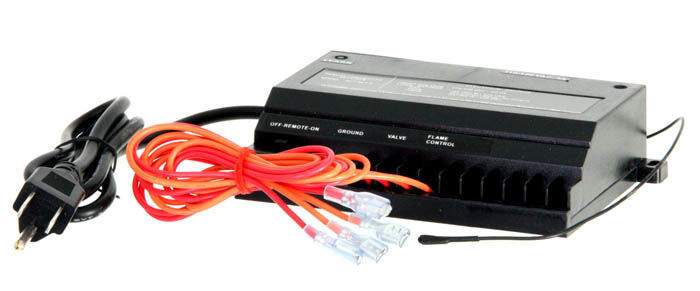 Multifunction fireplace remote control receiver with power plug and wiring harness
