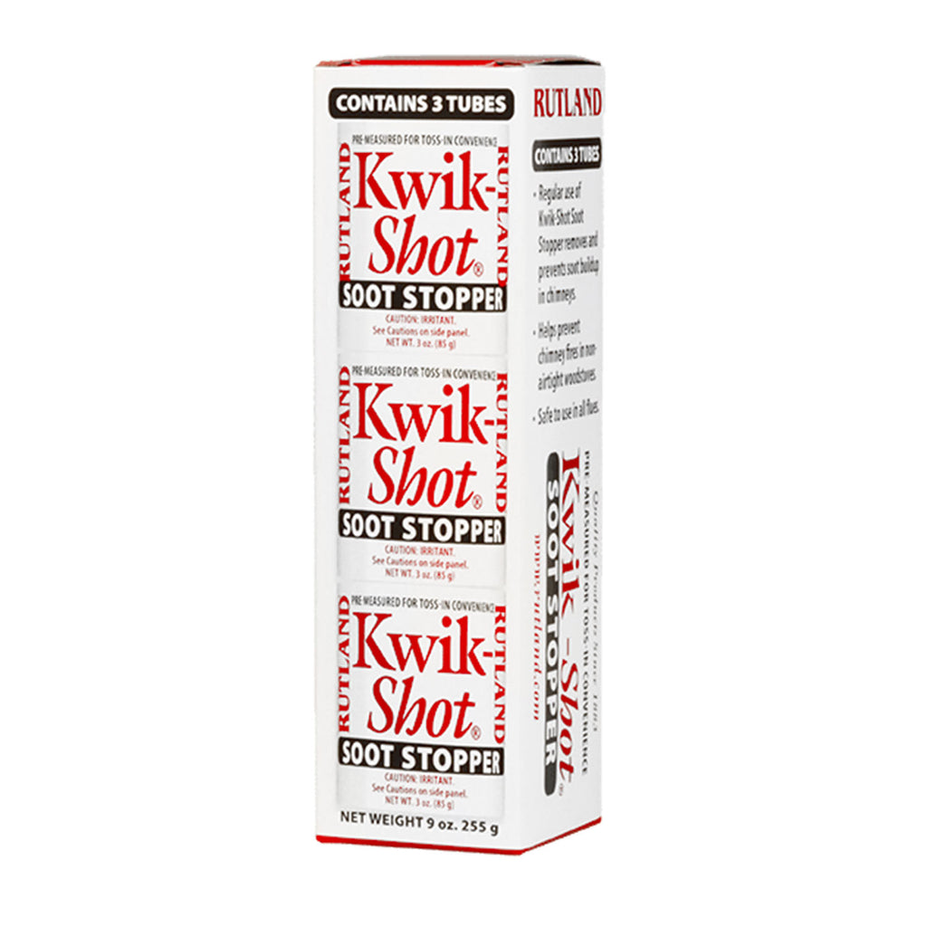 Rutland Kwik-Shot Soot Stopper 3 oz tubes, 3-pack box with printed label