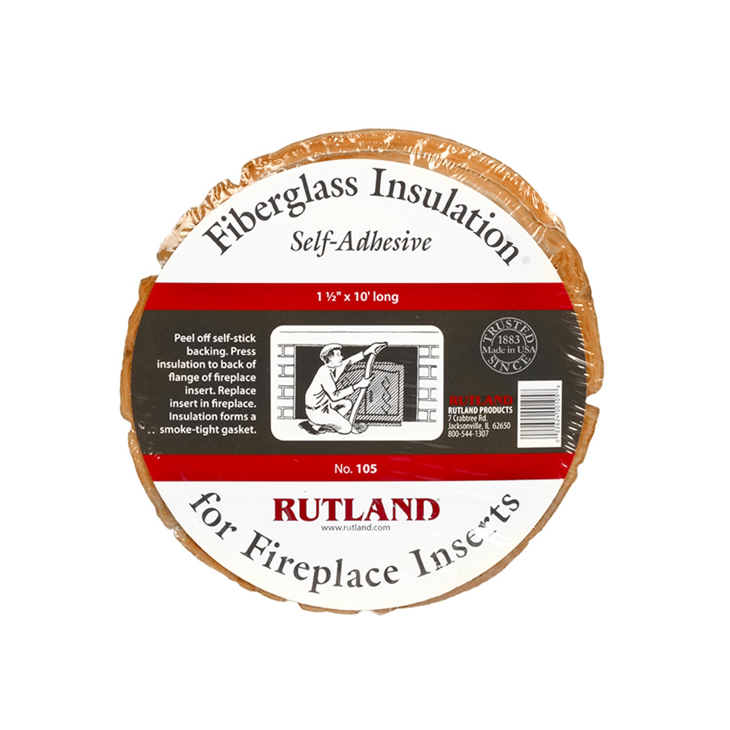 Rutland Fiberglass Fireplace Insert Insulation, 1.5-Inch x 10 Ft