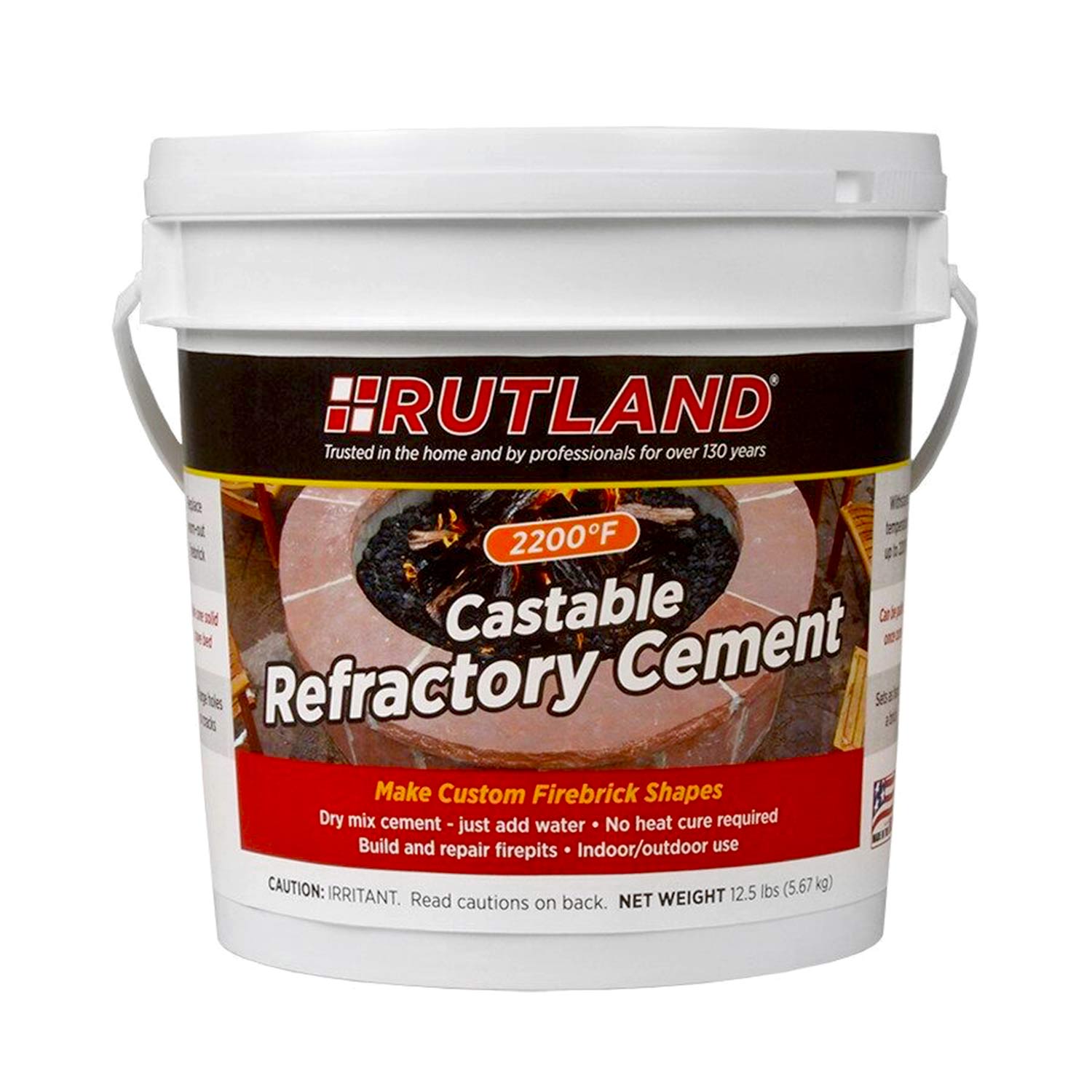 Rutland Castable Refractory Cement, 12.5 LB Tub