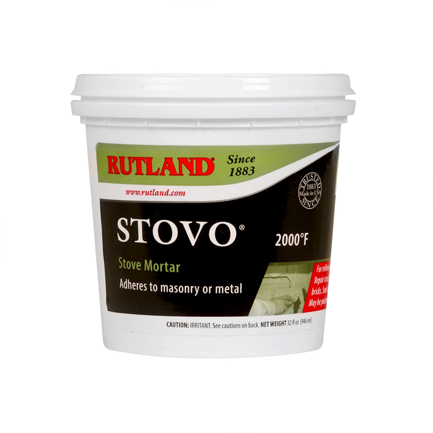 Rutland Stovo Stove Mortar, 32 oz Tub