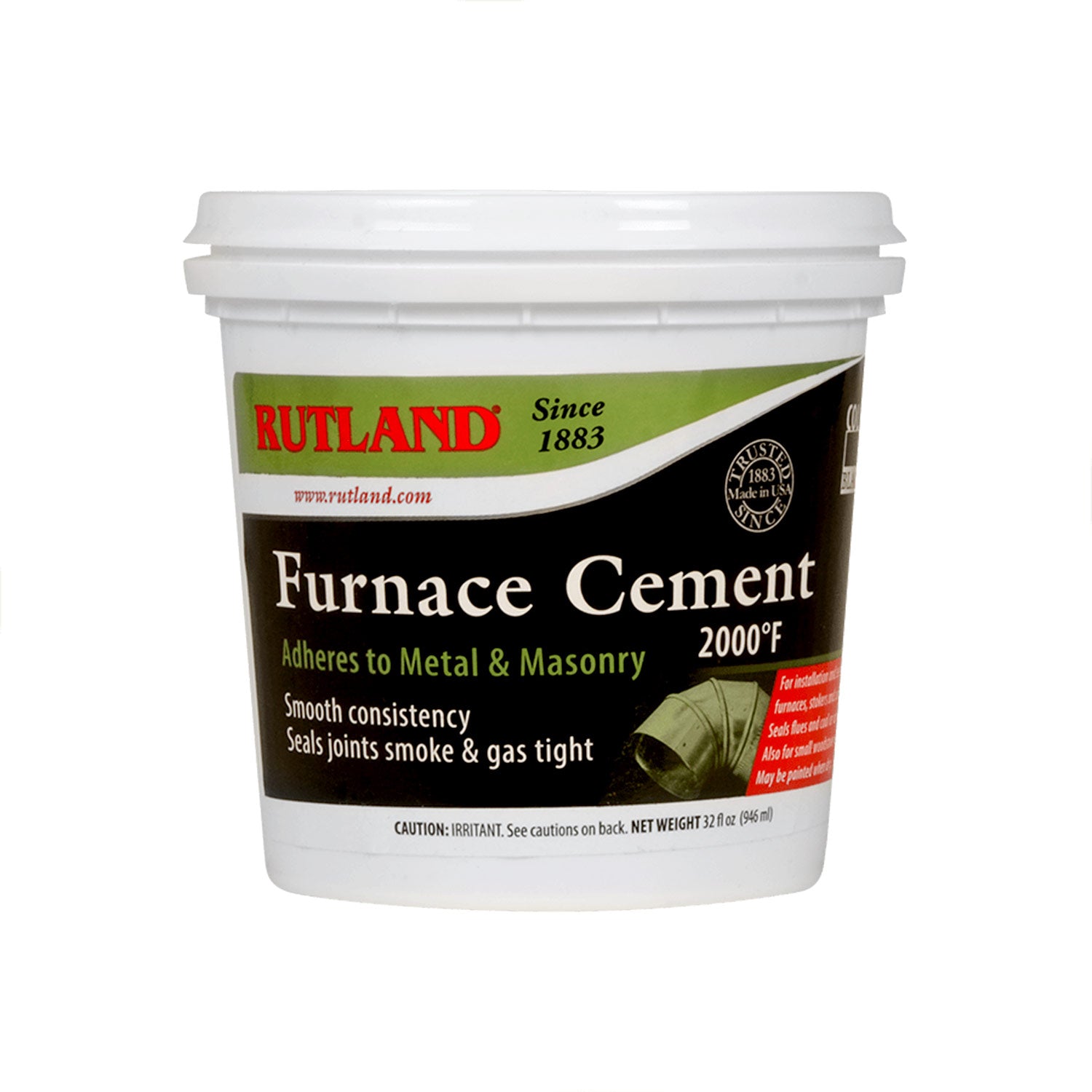 Rutland Furnace Cement tub, 32 oz; adheres to metal and masonry