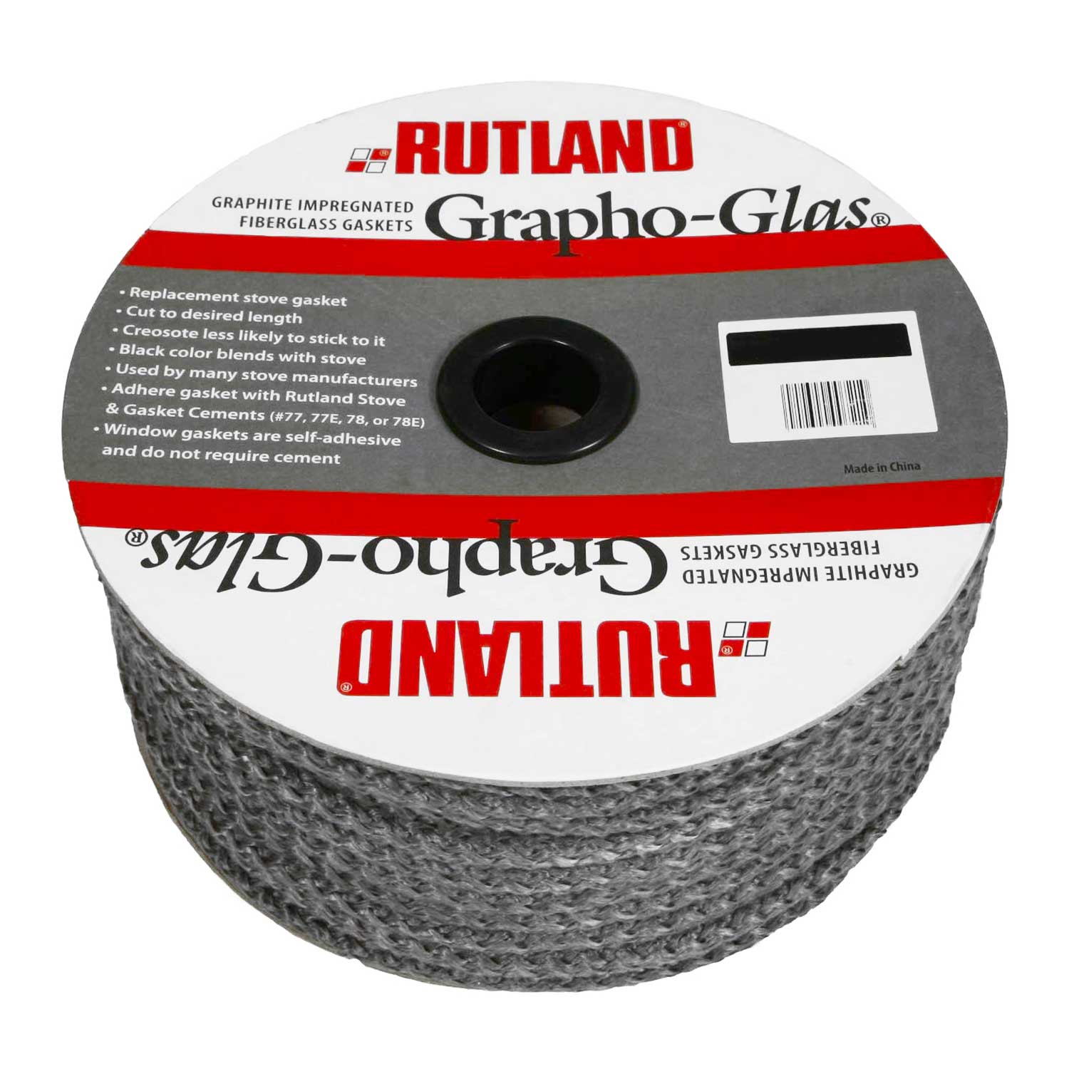 Rutland Grapho-Glas stove window gasket roll, dark gray spooled fiber with center hole