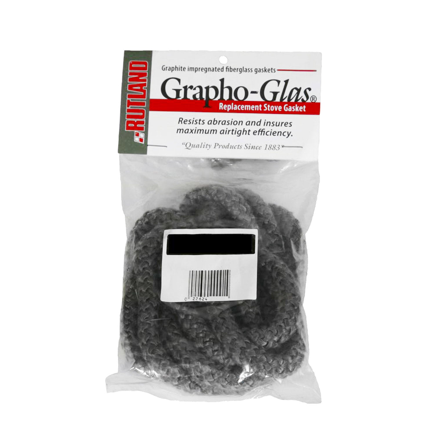 Rutland Grapho-Glas bagged stove window gasket, dark gray fiberglass seal