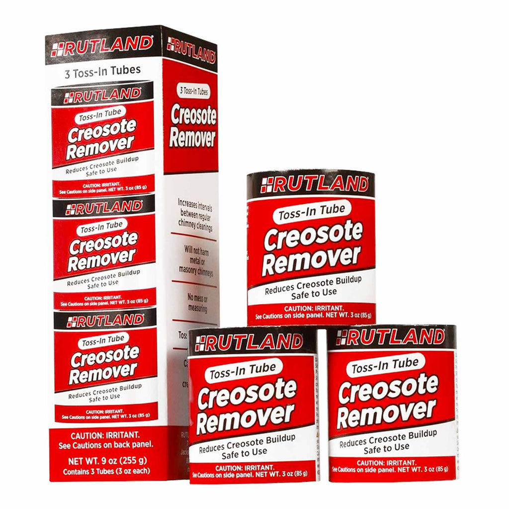 Rutland Creosote Remover toss-in tube pack, red and white boxes, 3-pack