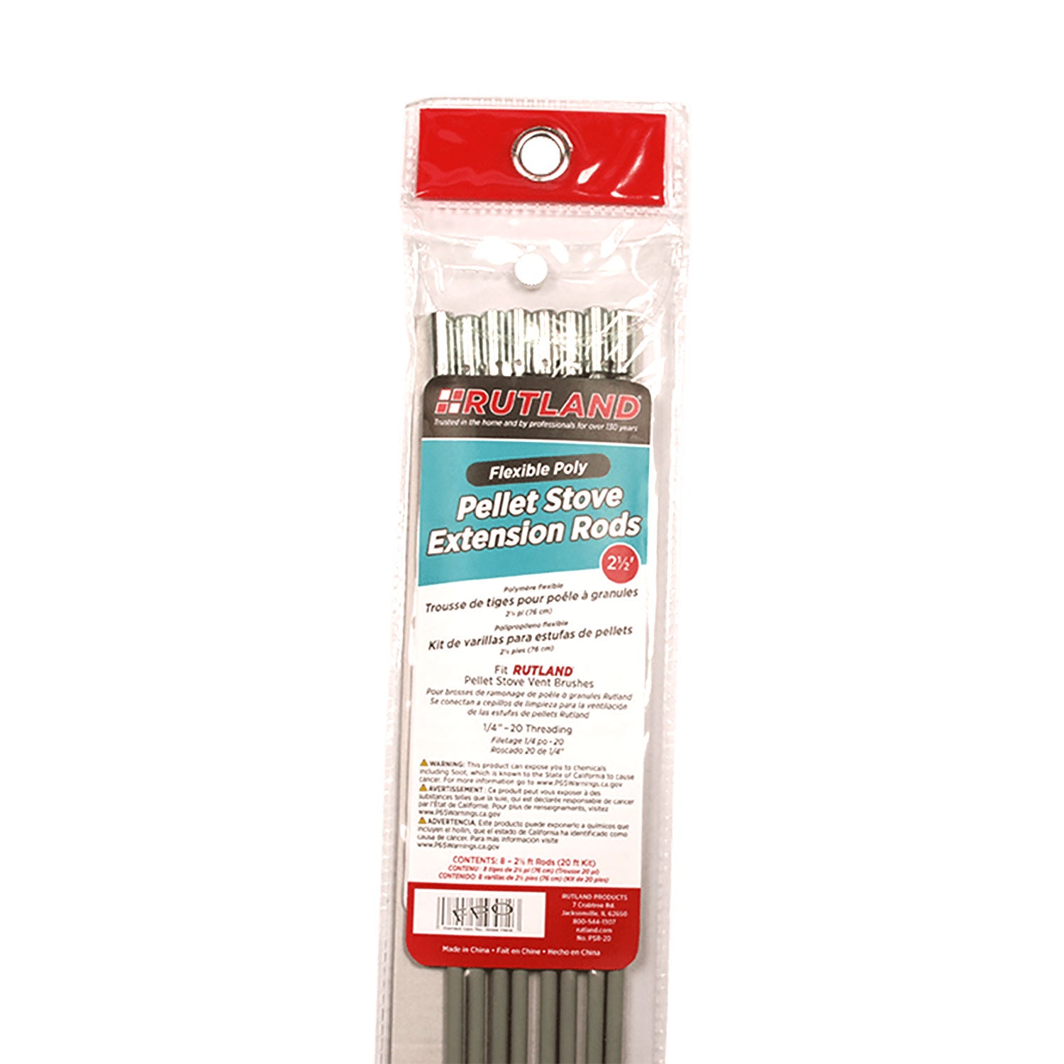 Rutland 8-Piece Poly Extension Rod Kit with 1/4-Inch 20 Thread, 2.5 Ft Rods