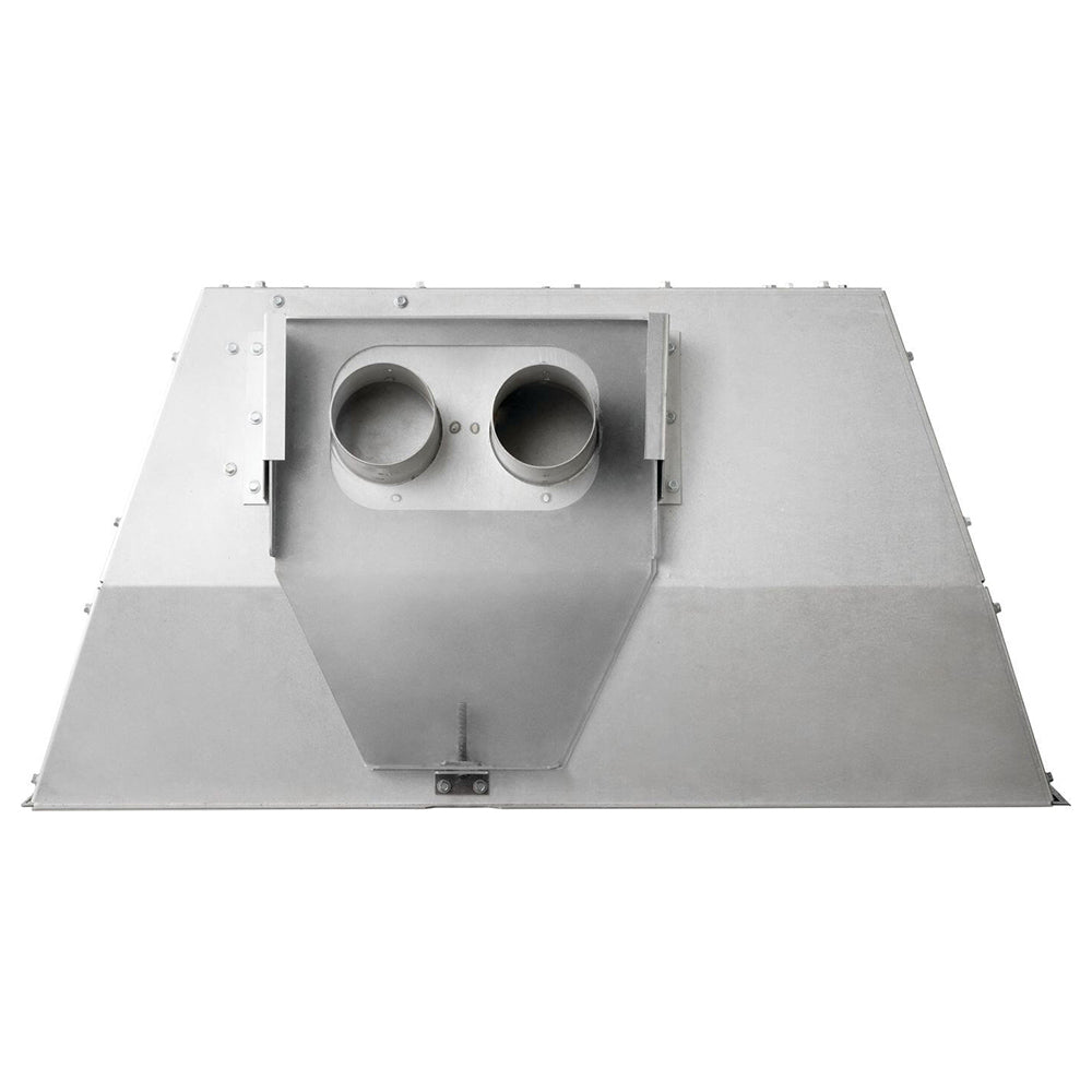Direct vent gas insert fireplace vented top cover with two round openings