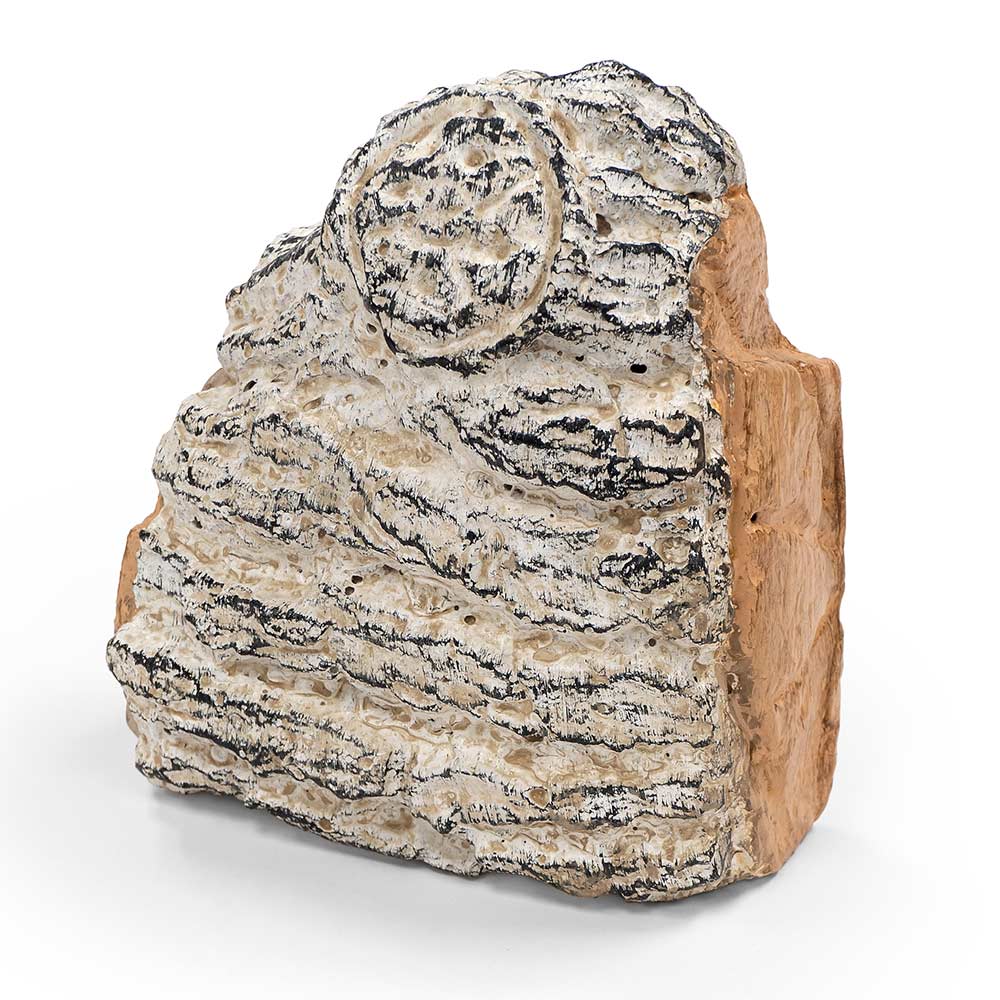 Decorative charred birch wood chunk cover with gray-black streaked texture