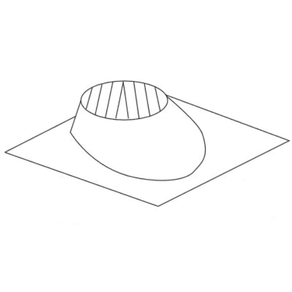 Majestic pitch roof flashing with arched collar and round opening, white diagram