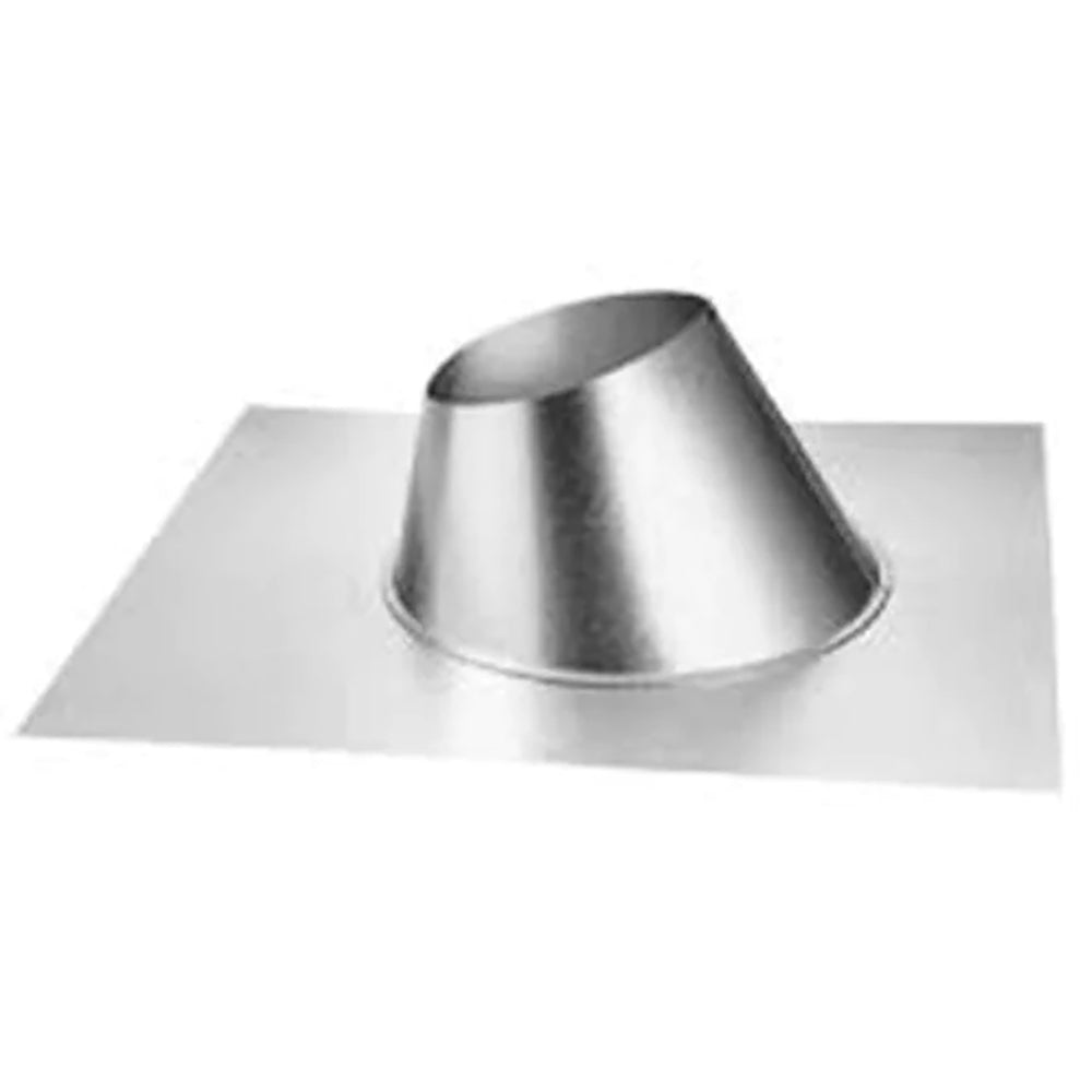 Metal pitch roof flashing with conical collar and flat base sheet