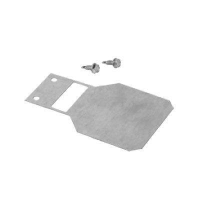 Gas vent restrictor plate with mounting holes and screws, 4x7 in