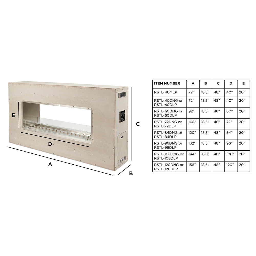 The Outdoor GreatRoom Company RSTL-LIN Linear Ready To Finish See-Through Fireplace
