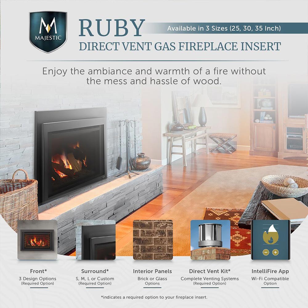 Majestic Ruby 35-Inch Direct Vent Gas Insert – Fireplaces Direct
