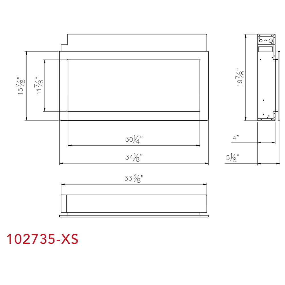 Remii 1027xx-XS Extra Slim Indoor Built-In Electric Fireplace with Black Steel Surround