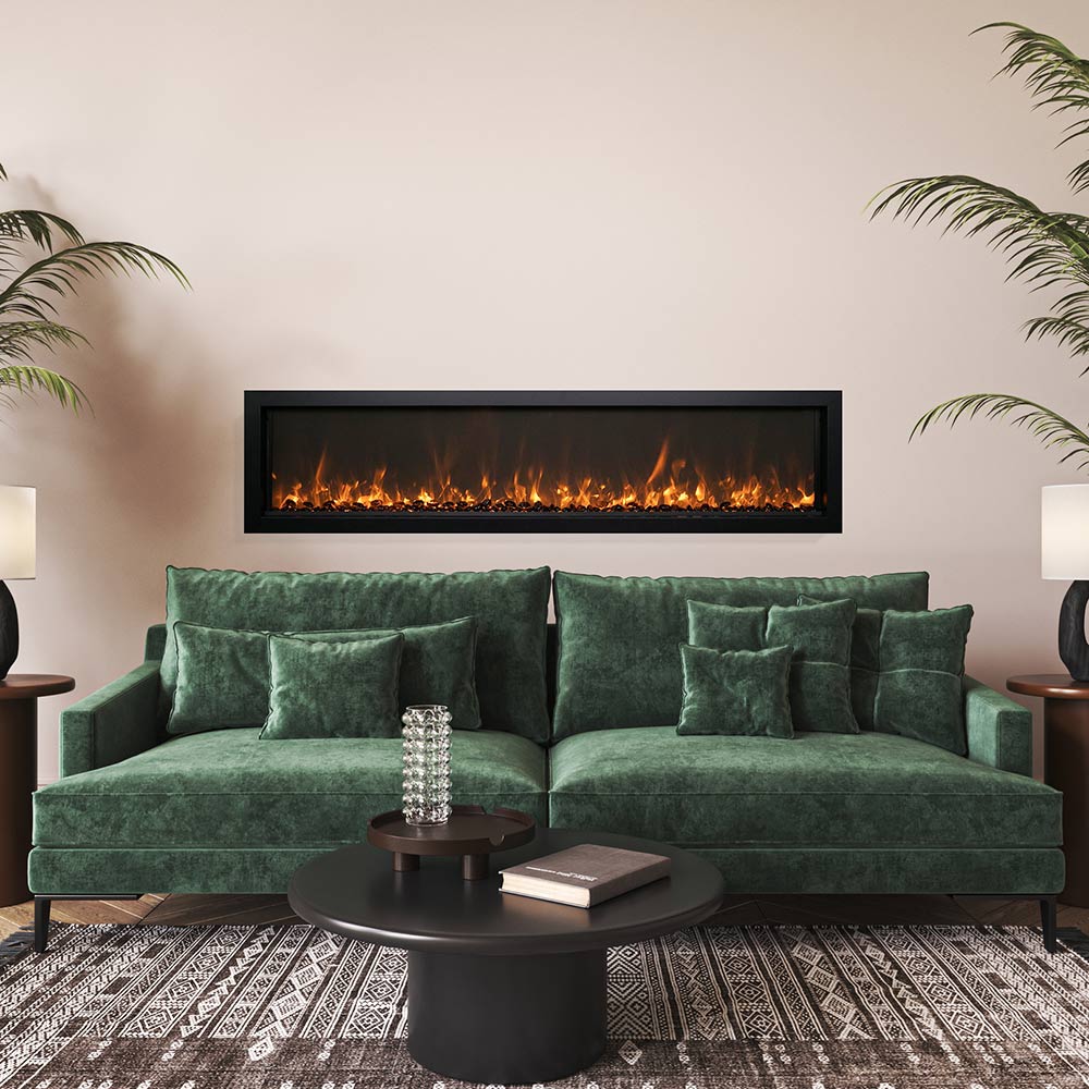 Remii 1027xx-XS Extra Slim Indoor Built-In Electric Fireplace with Black Steel Surround