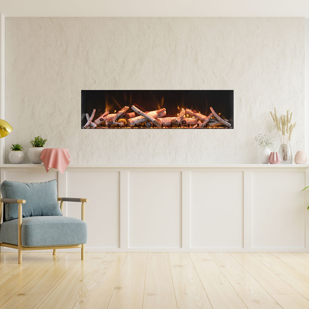 Remii 1027xx-DE Deep Indoor Built-In Electric Fireplace with Black Steel Surround