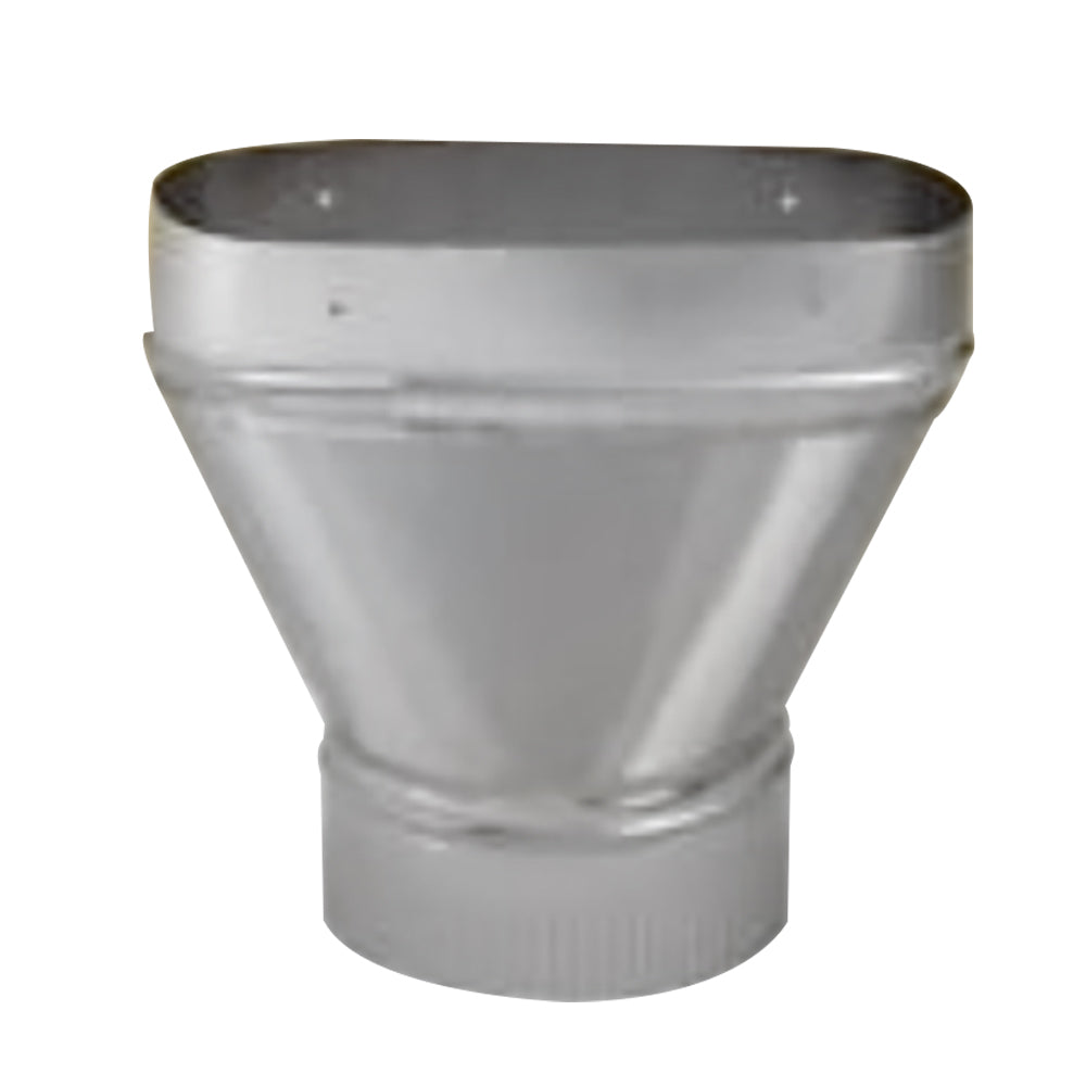 Direct vent pipe reducer, silver metal, 5x8 to 4x6.625