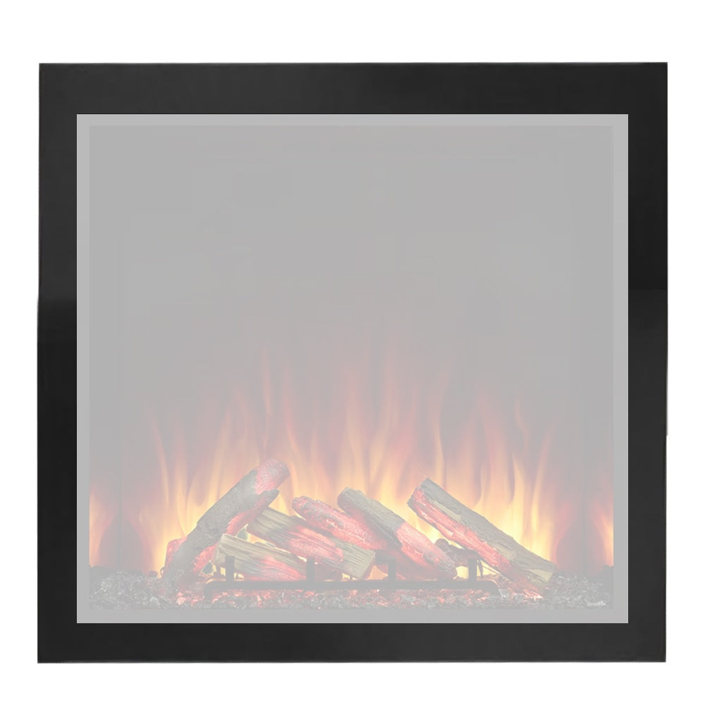 Black finishing stop trim kit frame for 36-inch fireplace opening with flame view