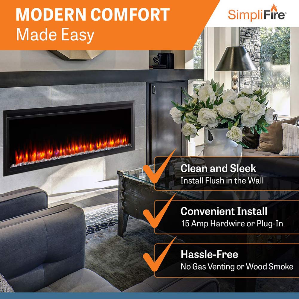SimpliFire SF-ALLP Allusion Platinum Linear Electric Fireplace