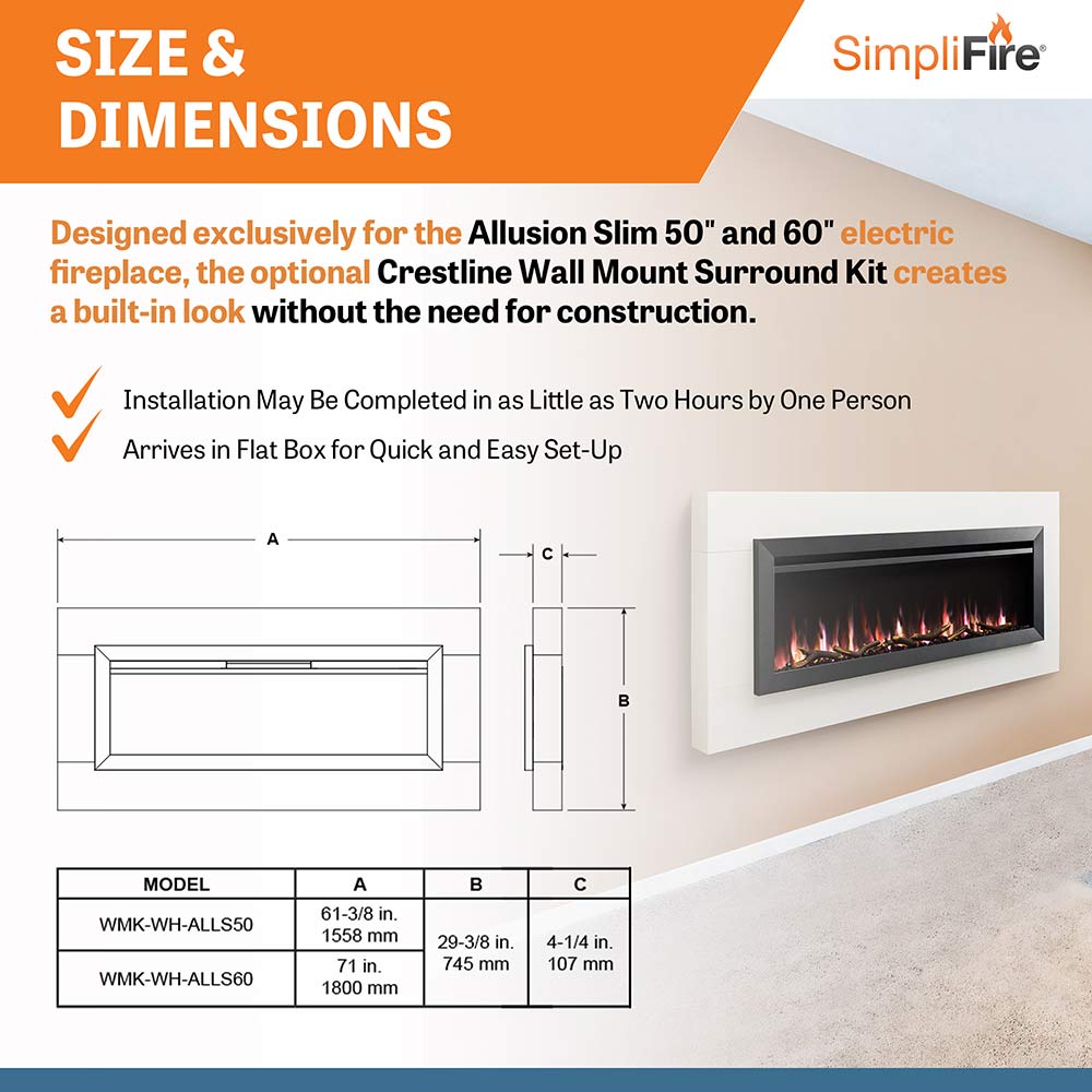 SimpliFire Allusion Slim Linear Electric Fireplace