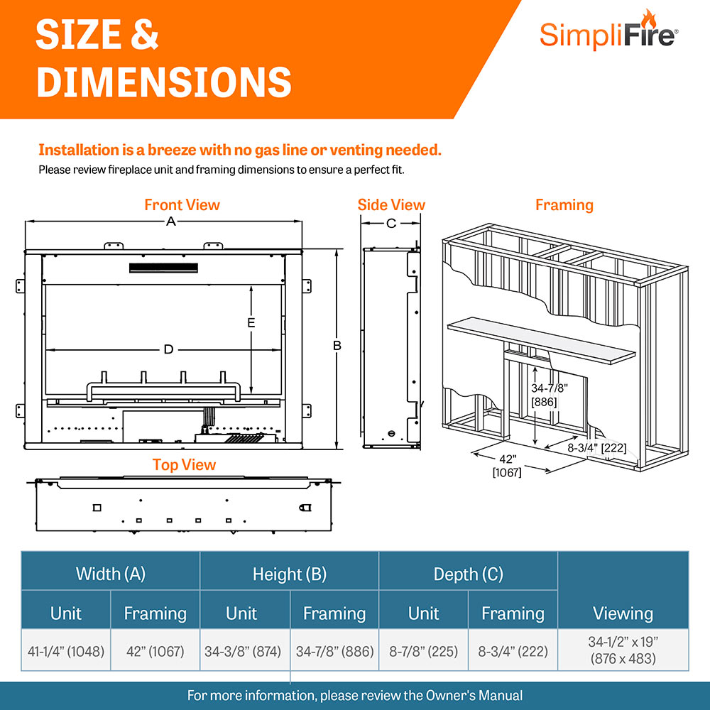 SimpliFire Inception 36-Inch Electric Fireplace Wescott Mantel Package (SF-INC36-MK-WS)