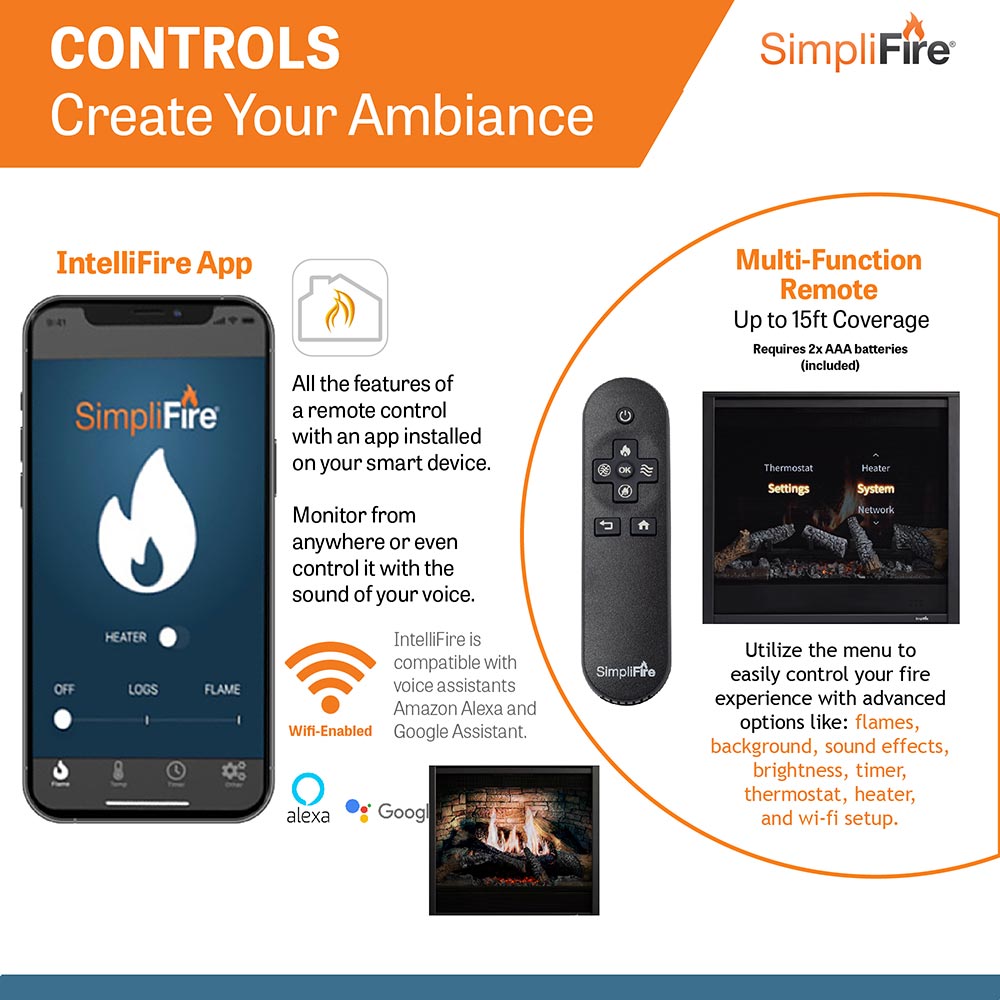 SimpliFire Inception 36-Inch Electric Fireplace Wescott Mantel Package (SF-INC36-MK-WS)