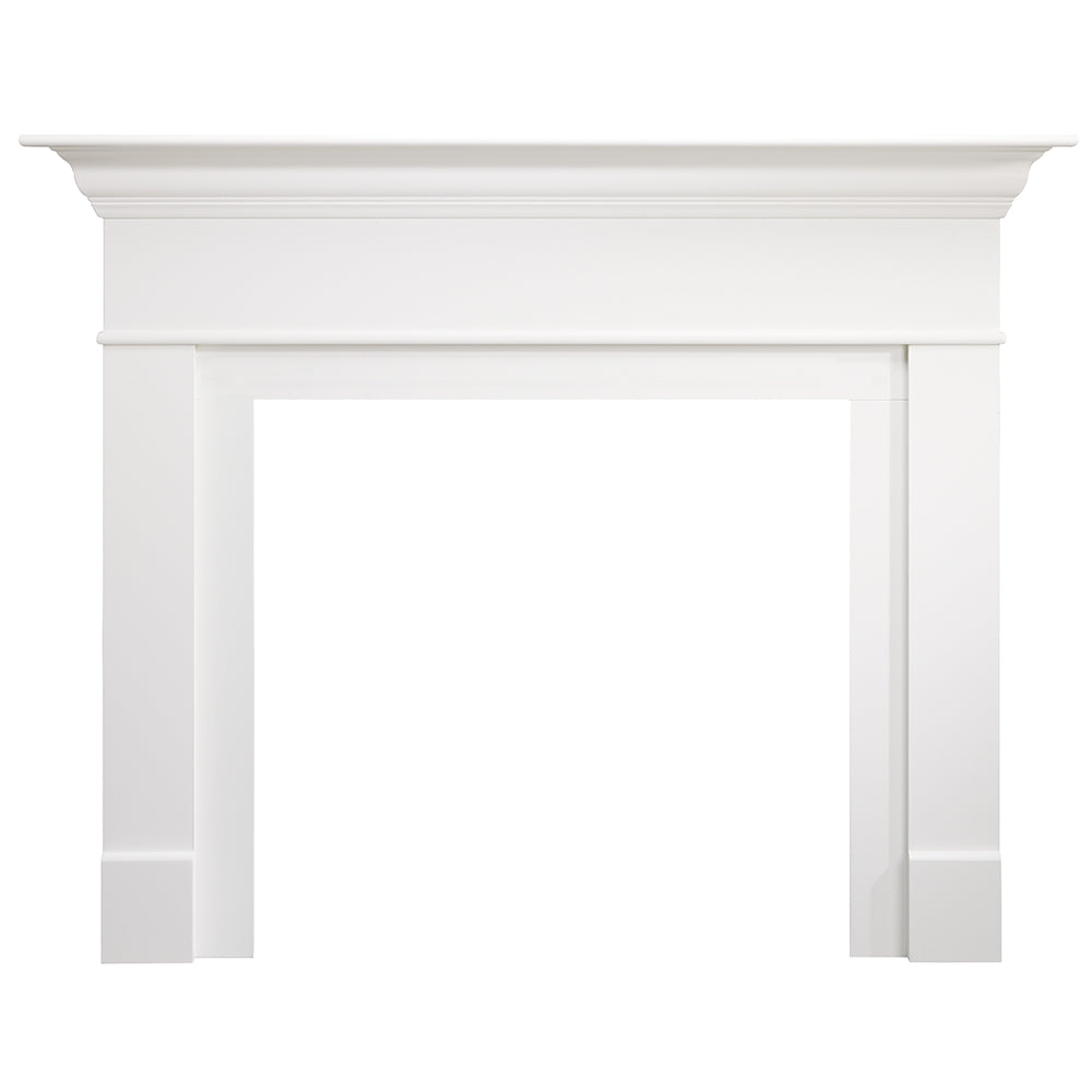 White electric fireplace mantel frame with open center