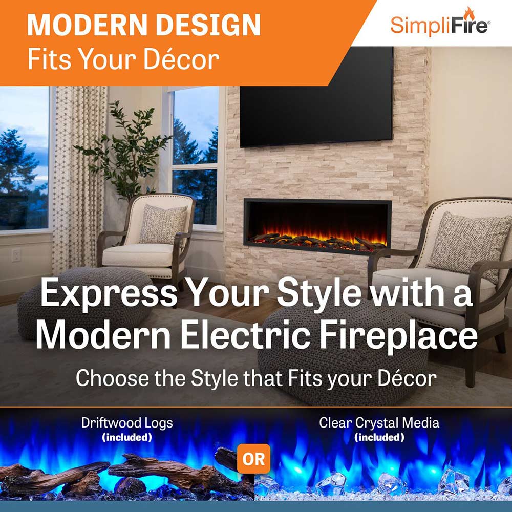 SimpliFire SF-SC Scion Clean Face Indoor Linear Electric Fireplace