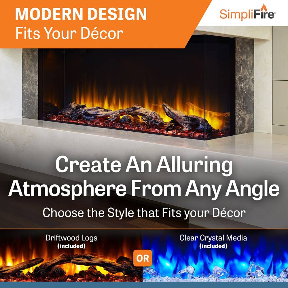 SimpliFire SF-SCT Scion Trinity 3-Sided Linear Electric Fireplace