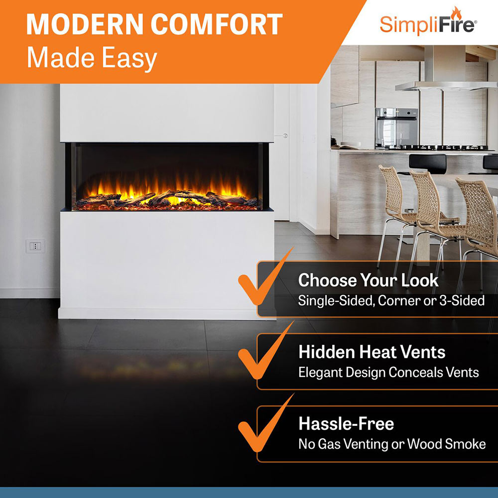 SimpliFire SF-SCT Scion Trinity 3-Sided Linear Electric Fireplace