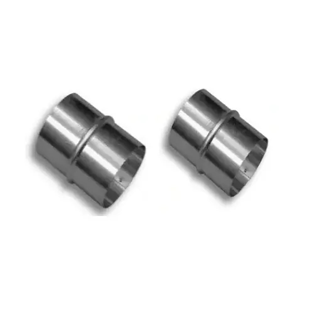 Metal flex extension coupler kit, two cylindrical sleeves with ridged ends