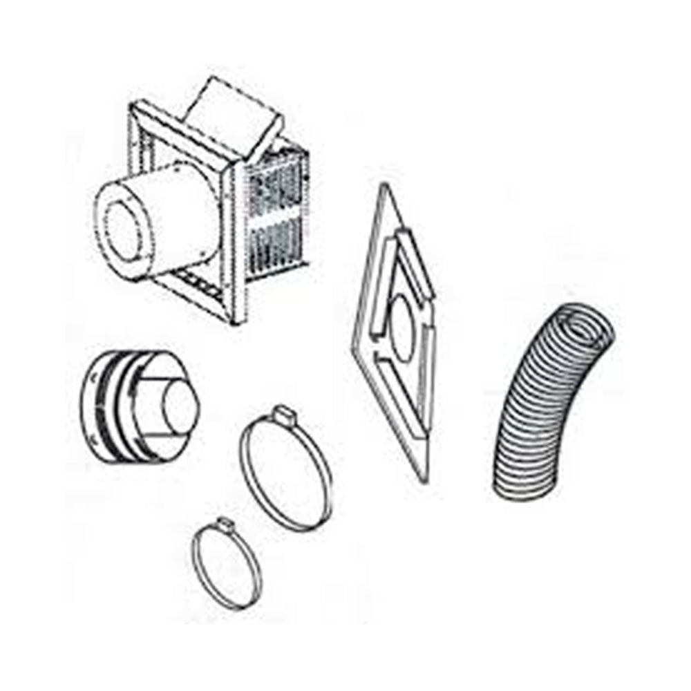 Direct vent termination kit with 18-inch flexible duct, elbow, and flange parts