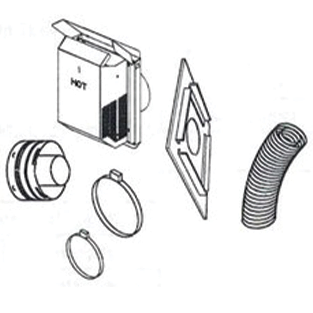Flexible vent termination kit with 18-inch compressed vent hose and round adapters