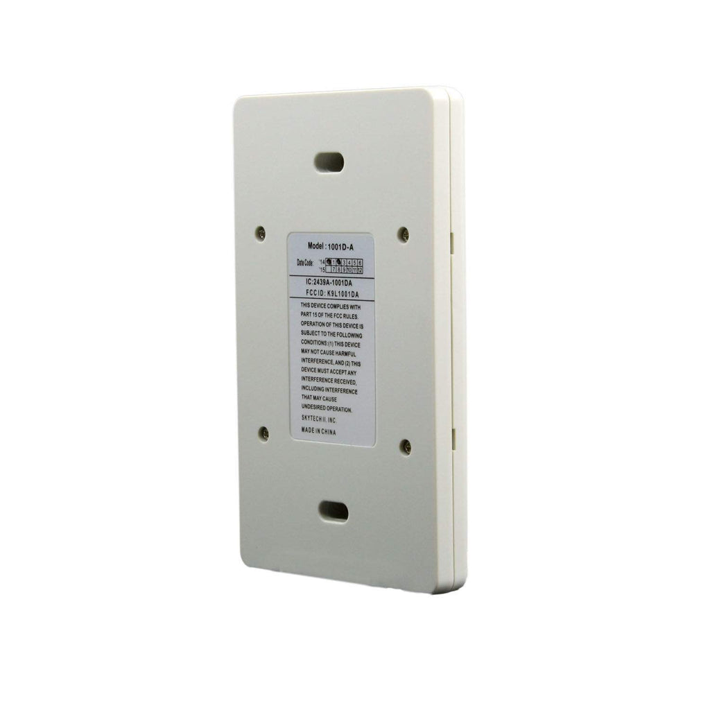 Wall-mounted fireplace remote receiver, light gray back plate with mounting screws