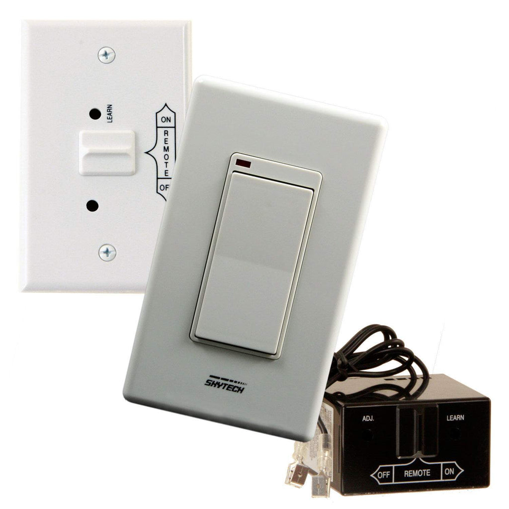 Skytech wireless fireplace remote set: wall switch remote and black receiver module