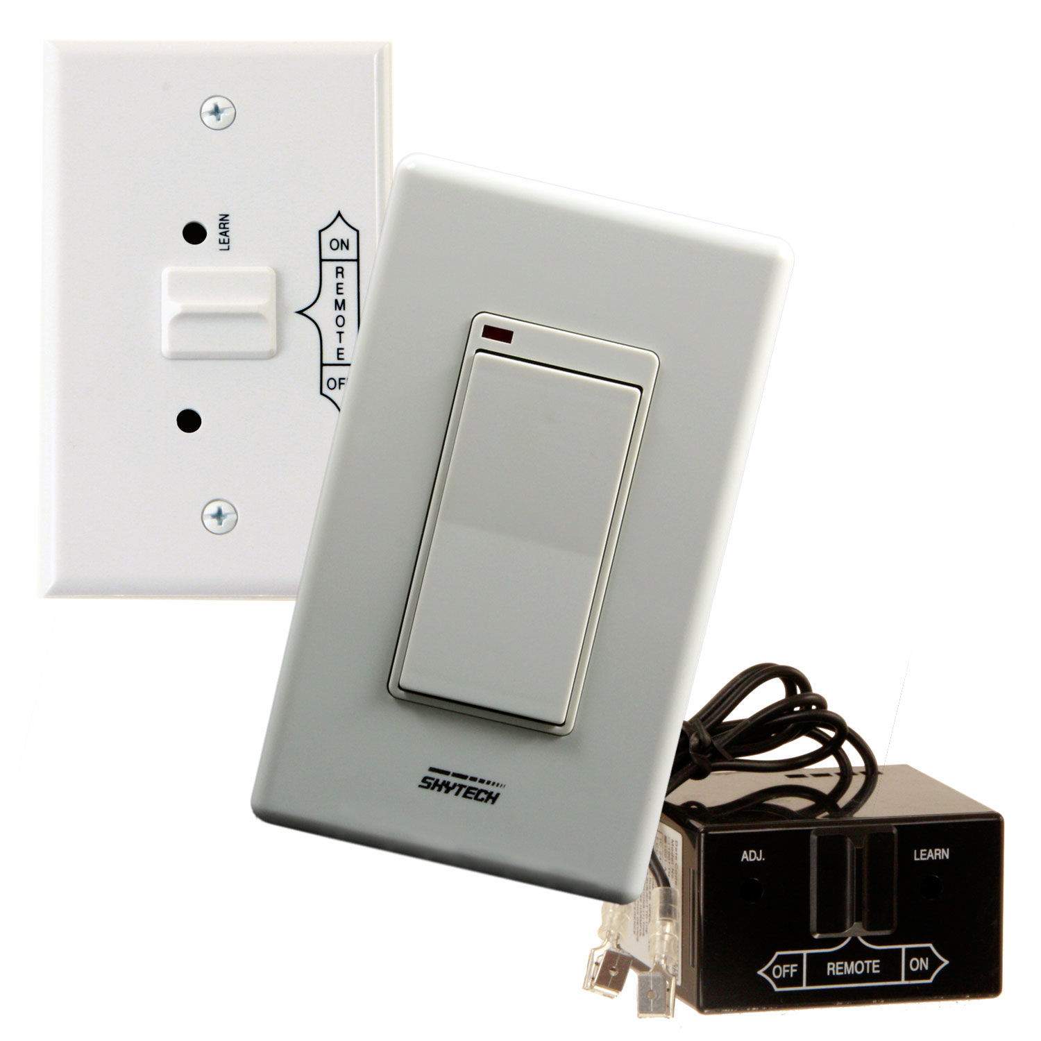 Skytech wireless fireplace remote set: wall switch remote and black receiver module