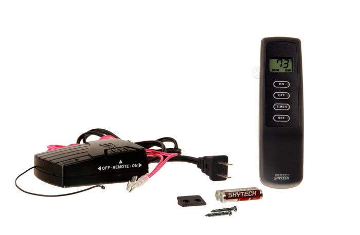 Skytech fireplace remote control kit with remote, receiver, wiring, and parts