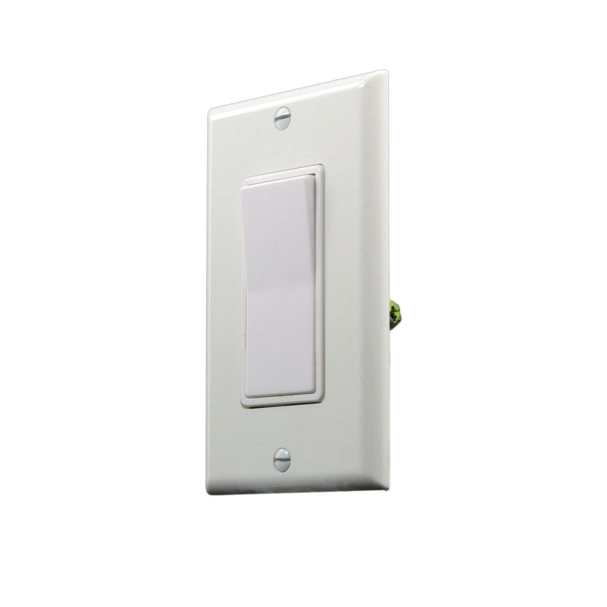 White wired wall-mounted on/off fireplace control switch with rectangular rocker