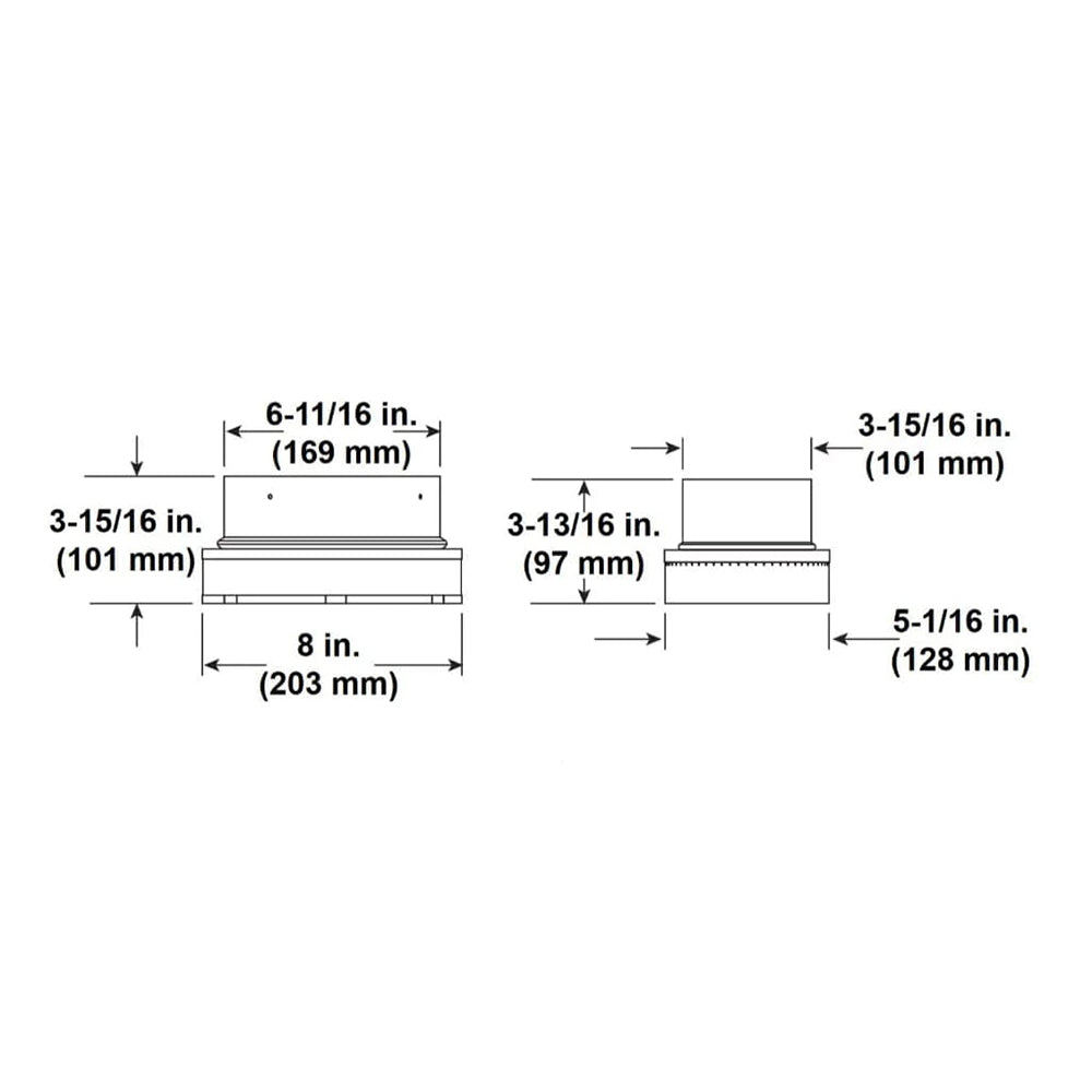 SLP to DVP adapter size diagram with labeled dimensions and side profile